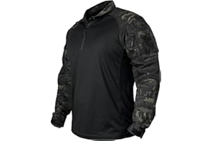 IDOGEAR Combattimento Camicette manica lunga da uomo Camicia tattica con gomitiere militare BDU Camicette con tasche Airsoft Magliette e camicette