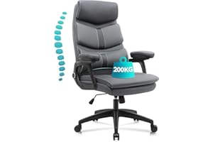 ‎RYANGEL RYANGEL Executive Bürostuhl Chefsessel 200kg Bürostuhl Mit Hoher Rückenlehne, Ergonomischer Bürostuhl PU-Leder Bürostuhl Große Menschen, Computerstuhl Mit Lendenwirbelstütze Und Gepolsterten Armlehnen