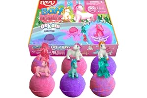 ZIMPLI KIDS ZIMPLI - 6 x Grandes Bombes de Bain Surprise Licorne, 6 Jouets Surprise Licorne à l'intérieur! Cadeaux d'anniversaire pour Les Enfants, Jouets pour la Baignoire pour Les garçons et Les Filles