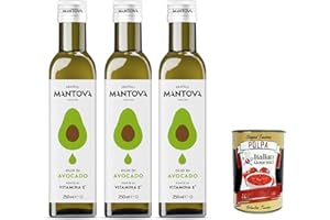 ‎ITALIAN GOURMET E.R. Fratelli Mantova Olio di Avocado Avocadoöl – Nutrazeutisches Öl – 100% natürlich und 100% rein – Gesundheit und Wohlbefinden – enthält natürlich Vitamin E 3x250 ml + Italian Gourmet polpa 400g