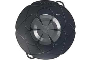 Kochblume das Origial, Silikon Überkochschutz für Töpfe und Pfannen, Mikrowellen-Deckel, Spritzschutz und Dampfgar-Aufsatz | (anthrazit, M | Topfgröße 14-20cm)