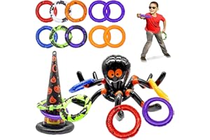 TYEQWT Inflatable Ring Toss Game Toy Set, Halloween Games for Kids with 10 Rings, Inflatable Pool Toys, Inflatable Throwing Rings Fun Games for Kids Adults Family Indoor Outdoor Garden Game