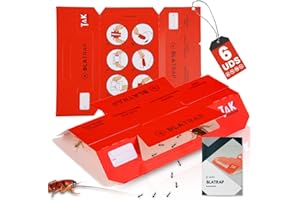 DECEVI Trampas para Cucarachas Adhesivas Extra-Fuertes Profesional con Atrayente Alimentario para la casa - Sin Veneno ni Biocidas - Fabricadas en Europa (6 trampas (Grandes Rojas))