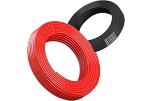 MATUGAJP Câble électrique 12AWG 3,3mm² 2×5M, câble flexible rouge noir, câble en cuivre étamé sans oxygène résistant à haute température 600V pour batterie de voiture, lampe LED, panneau solaire (12/2-5M).