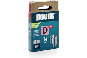 ‎NOVUS TOOLS NOVUS TOOLS Flachdrahtklammern 14 mm, 600 Tacker-Klammern vom Typ 53F/14D, D-Spitze für erhöhten Auszugswiderstand, Schiebeschachtel, Heftmittel für Folien und Pappe