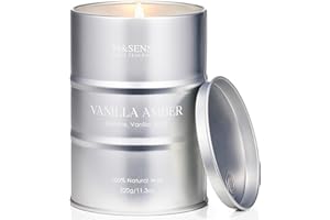 ‎M&SENSE M&SENSE Vanille Amber Duftkerzen im Glas Sojawachskerzen 320g 70 Std.lang anhaltendes Brennen Vanille Duftkerzen Aroma Kerzen Geschenk für Weihnachten MSTC0116S VanillaAmber