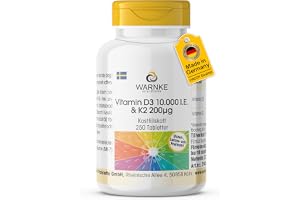 Vitamin D3 10.000 IE & K2 200μg – 250 tabletter – MK7 – HÖGDOSERAT – lätt att svälja – tysk apotekskvalitet