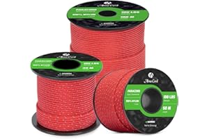 Abma Cord Paracord 2mm Cuerda de 100% Nylon 30m Tipo I Cuerda de Paracaídas 1 Hebra - MAX. 45 kg - Reflectante Rojo