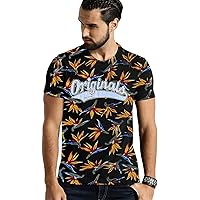 Veirdo Men's Cotton Half Sleeve Printed Regular Fit Round Neck T-Shirt