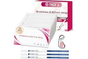 GELPRETTY 50 Tests d’Ovulation en Bandelettes,Détection des Jours Fertiles, Test de Fertilité pour Femme, Identifier les Périodes Fertiles,Résultat Clair et Rapide