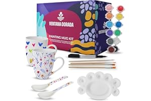 Ventana Dorada Kit Tazas Para Pintar Y Hornear Con 12 Colores Pinceles Paleta Y Accesorios Creativos DIY Ideal Para Niños Y Adultos Actividades Familiares Regalo Original De Manualidades