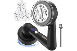 TIPTOP HOME Rasoir Anti Bouloche, Rasoir Bouloche USB Rechargeable, Rasoir Textile Anti-Bouloches électrique avec 3 Lames Rechange et Brosse Nettoyage pour Vêtement, Couverture, Coussin, Pulls, Meubles, Tapis
