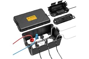 Housolution Scatola Elettrica Grande per Esterni con 2 Piccole Coperture di Sicurezza per Prese,Impermeabile IP54 per Prolunghe, Scatola Antintemperie per Ciabatte, Timer, Prese e Luci Natalizie, Nero