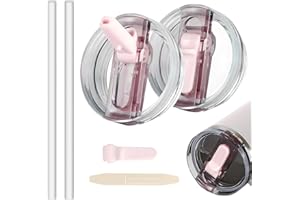 CHIHOLEN 2 tapas Stanley Cup a prueba de fugas, tapas de repuesto para Stanley 30oz a prueba de fugas, accesorios para Stanley Cup, con 2 pajitas y 1 herramienta de desmontaje auxiliar (2 cuarzo rosa)