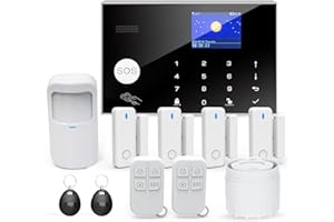 TUGARD Sistema di Allarme con Allarme APP Telefono, DIY WiFi Sistema di Allarme di Sicurezza Domestica, 12pcs Kit Rilevatore di Movimento, Sensore di Porta, Telecomando, Sirena, Compatibile con Alexa Google
