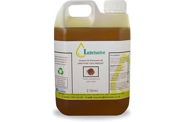 Lubrisolve Huile de Lin 100% Pure, Huile de Lin pressée à Froid 2 litres