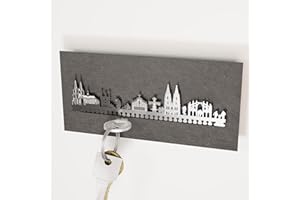 13gramm Kölner Dom Skyline Schlüsselbrett - Praktisches & stilvolles Wohn-Accessoire mit tiefem Steckschlitz, Geschenk & Souvenir für Kölner Dom Fans