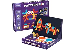 Mideer 2 in 1 Magnetic Toys for Kids Ages 4-8, Board Games for Kids 4-6, Preschool Learning Activities, Pattern Blocks and Boards, Christmas Refrigerator Magnets