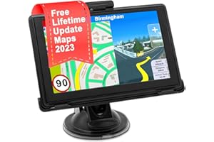 Jimwey UK Sat Nav Car Navigation, 5 Inch GPS Navigator with 2023 UK Europe Maps, Free Lifetime Updates, for Truck Lorry, Postcode, Speed Camera Alert, Lane Guidance Assist, POI