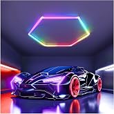 TODEHI RGB LED Lighting Hexagonal 1 Hex LED Ceiling Lamp | Adjustable Connectable for Garage Ceiling with Remote Control/APP