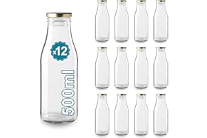 Espirito Rebelde 10 bottiglie di vetro vuote da 500 ml con coperchio, bottiglie di vetro per succhi, latte, barbecue, salse, ideali per picnic, matrimoni e feste