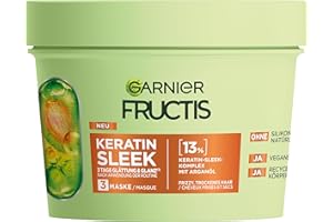 ‎GARNIER Garnier Fructis Keratin Sleek Maske mit Arganöl und Keratin-Komplex für trockenes und zu Frizz neigendes Haar, 370 ml
