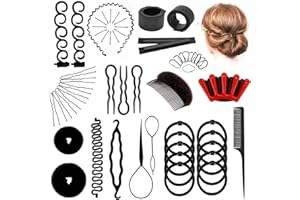 JINGXINXIN Hair Hairstyles Aid Set, Hair Accessories DIY Kit, Knot Rings for Hair Styling, Hair Braid Tool for Girls, Bun Bun Hairstyle Maker Tool, Hair Braid Tools