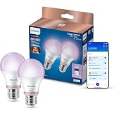 Philips Smart Lighting LED Ampul A60 E27 60W Eşdeğer RGB 2'li Paket - Google Home, Alexa, HomeKit ve Matter uyumlu