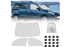 TIVEKEO Tapis Thermique Voiture Remplacement pour Dacia Dokker 2015-2025 3 Pièces, Protection Solaire Pare-Brise, Ensemble de Pare-Soleil Pliable, Doublure Noire