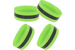 DNDGDLUA 4 bandas reflectantes, bandas reflectantes, alta visibilidad, cinta reflectante de seguridad ajustable, cinta reflectante universal, doble cinta reflectante para correr, bandas reflectantes de neón