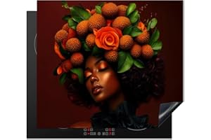 KitchenYeah© Protection Plaque Induction 60x52 cm Protege Deco Cuisine Cache Protège De Cuisson Accessoires Femme - Litchi - Exotique