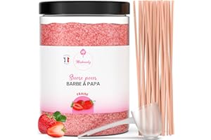 MK MISSKANDY SINCE 2019 Misskandy- Zucchero Colorato per Zucchero Filato 1,4KG Fragola (Aromi e Colori Naturali) per Macchina+ 50 bastoncini