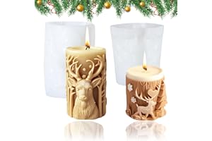 BAFIWU Stampi Candele Natale, 2 Stampi per Candele Natalizie, Stampi Natalizi per Candele Stampo Candele Natale Formine per Candele Fai Da Te Stampo Silicone Natale Stampi Silicone Natale