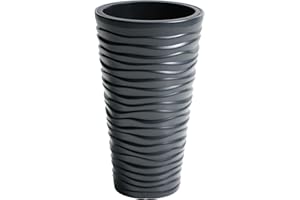 PROSPERPLAST Prosper Plast DPSA400-S433 Lot de 12 Pots de Fleurs Fins Sable Anthracite 39 x 75 cm