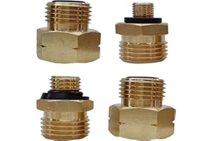 NIYATA 4 Teiliges Gasflaschen Adapter-Set, Gas Adapter Gasflaschen Adapter, Euro Adapter für Gasflaschen, zum Befüllen Deutscher Gasflaschen im Ausland, Messing Gasadapter für Gasflaschen Europa, 1-4