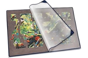 Tektalk Planche à puzzle avec couvercle anti-poussière pour rangement de puzzle, surface antidérapante (gris, jusqu'à 1500 pièces)