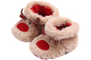 LSFYSZD Infant Halloween Christmas Booties Pumpkin furry Fleece Slippers Soft Newborn Winter Warm Fleece Slippers Snow Boots