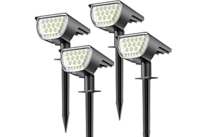 Lampe Puissante [37LED/ 4Pack] Spot Solaire Exterieur IP65 Imperméable, Lumière, Eclairage Pour Les Décorations de Jardin(Blanc Froid)