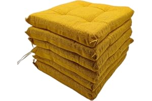 IL DOLCE STILE DELLA TUA CASA Juego de cocina con 6 cojines para silla de color liso, 4 puntos, acolchado y grosor de 5 cm, fabricado en Italia (mostaza)