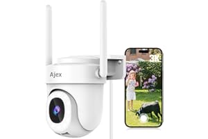 Ajex 3K/5MP Security Camera Outdoor with 300Lm Floodlight for Color Night Vision, 2.4G&5G Wifi CCTV Camera Outdoor,PTZ Wifi Security Camera with 2-Way Audio,Auto Track,IP66 Waterproof,Work with Alexa