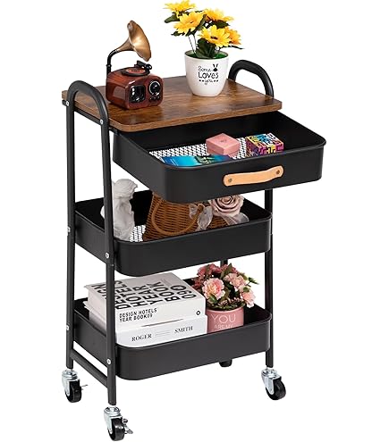 Metaltex Chariot multi-usages 4 tages Revtement Polytherm 41 x 23 x 84 cm à prix pas cher | Maroc
