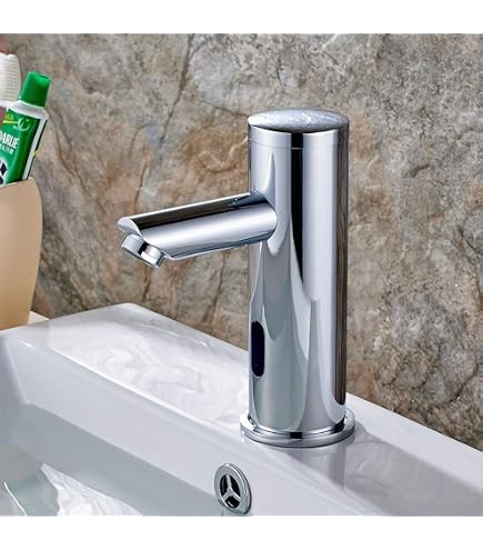 Robinet Électronique HOMSSY Avec Capteur Infrarouge - Automatique Chaud/Froid, Sans Contact, Laiton Chromé Pour Lavabo