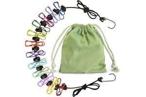 ‎COMEHOME ComeHome Wäscheleine, einziehbare, tragbare Wäscheleine für Reisen (12 Wäscheklammern), geeignet für Innen- und Außenbereich, Balkon, Camping, mehrfarbig