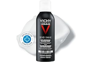 ‎VICHY Vichy Homme Sensi Shave Rasierschaum, Für eine glatte, nicht reizende Rasur, Feuchtigkeitsspendend, Gegen Hautirritationen und Rötungen nach der Rasur, 200 ml
