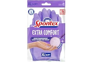 Spontex Extra Comfort, rękawice domowe klasy premium z miękką podszewką tekstylną, idealne do wszystkich prac sprzątania w gospodarstwie domowym, nadają się do prania w temperaturze 30°C, rozmiar XL