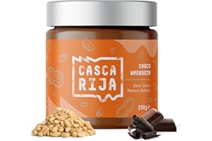 CASCA RIJA: Crema de Cacahuete con Chocolate Negro 250g | 89,8% Cacahuetes Tostados + 10% Chocolate Negro + 0,01% Canela Molida + 0,01% Jengibre en Polvo | 100% Cremosa Sin Trozos de Cacahuete, Vegan