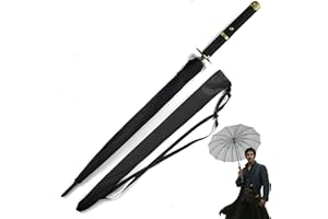 Swords and more Paraguas One Piece, versión premium de 16 K, grande, Katana Samurai, espada, paraguas resistente a las tormentas con mango largo