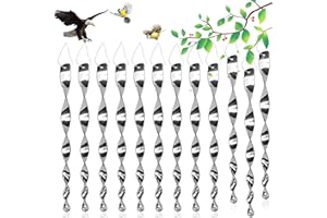 HELOVGE 12 Stück Reflektierende Vogelschreck,Silber Reflektierende Vogelschreck Vogelabwehr,Windspirale Vogelabwehr,Vogel Abwehr Garten Dekoration,Zur Halten Sie Vögel Weg Von Ihrem Haus.
