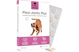 VetVits Flexi-Joints Plus For Dogs (120 Tablets) | 500mg Pure Glucosamine HCI Providing 40% More Glucosamine Than The Standard 2KCI Form | With Chondroitin | Beef Flavour