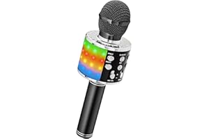 Ankuka Microfono Karaoke Bluetooth Wireless Microfono Bambini Regalo per Bambini 3-12 Anni Microfono Giocattolo Cambia Voce, Compatibile con Android, iOS, PC Nero